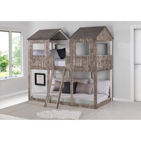 Donco Kids Donco Kids PD-3225TTRDW Twin Over Tower Bunk Bed; Rustic White PD_3225TTRDW